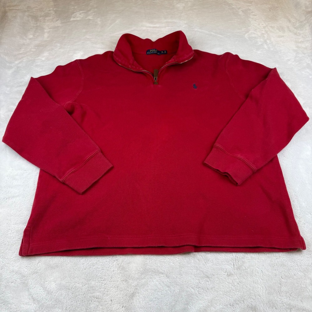 Polo Ralph Lauren Mens XL Red 1/4 Zip Long Sleeve Pullover Sweater